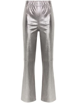 Arma straight-leg cropped leather trousers - Silver