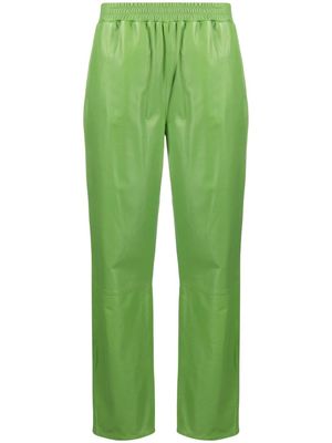 Arma straight-leg leather trousers - Green
