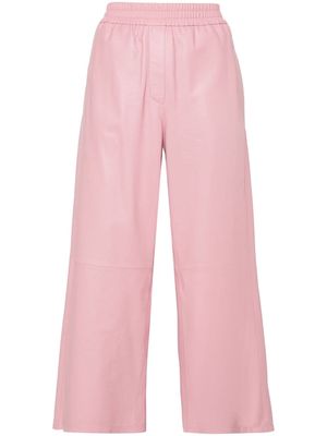 Arma wide-leg cropped leather trousers - Pink