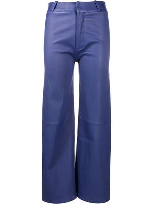 Arma wide-leg leather trousers - Blue