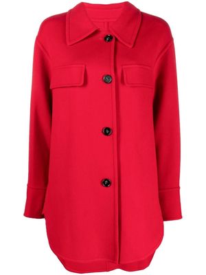 Arma wool button-through shacket - Red