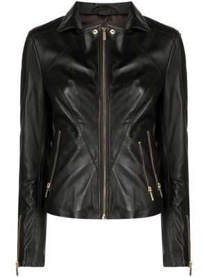 Arma zip-up leather jacket - Brown