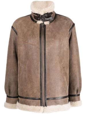 Arma zip-up sheepskin jacket - Brown