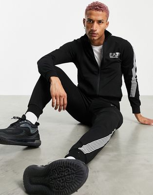 Armani EA7 7 lines French terry tracksuit in black
