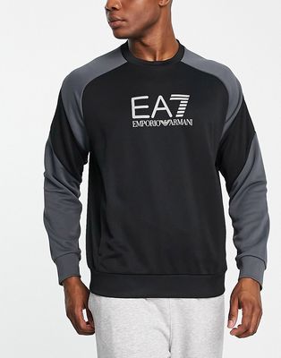 Armani EA7 colour block sweatshirt in black