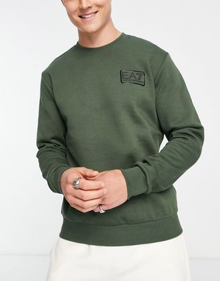 Armani EA7 contrast logo sweatshirt in khaki-Green