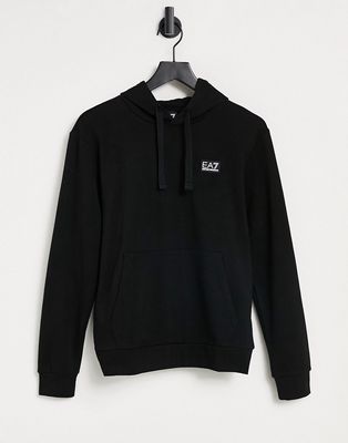 Armani EA7 rubberized logo overhead hoodie in black