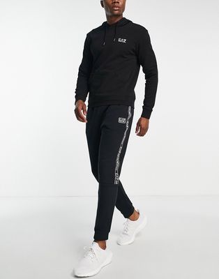 Armani EA7 taped logo sweatpants in black