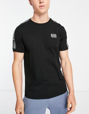 Armani EA7 taped logo t-shirt in black SUIT 1