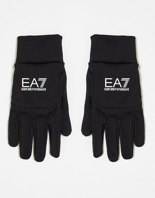 Armani EA7 Train soft shell logo gloves in gray