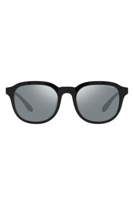 Armani Exchange 54mm Mirrored Round Sunglasses in Shiny Black