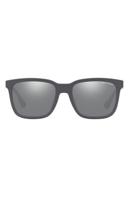 Armani Exchange 55mm Mirrored Polarized Rectangular Sunglasses in Matte Grey