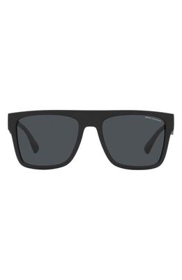 Armani Exchange 55mm Rectangular Sunglasses in Matte Black