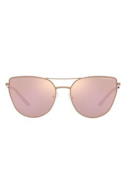 Armani Exchange 56mm Mirrored Cat Eye Sunglasses in Gold Amber