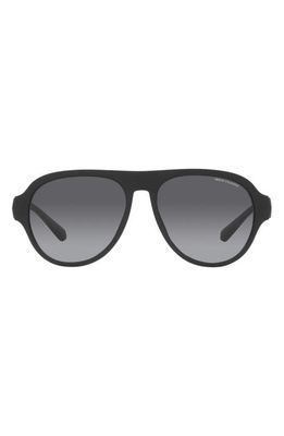 Armani Exchange 58mm Gradient Polarized Pilot Sunglasses in Matte Black