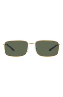 Armani Exchange 58mm Rectangular Sunglasses in Matte Pale Gold