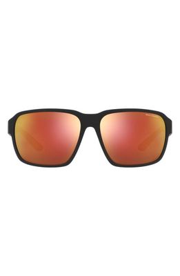 Armani Exchange 64mm Mirrored Oversize Pillow Sunglasses in Matte Black