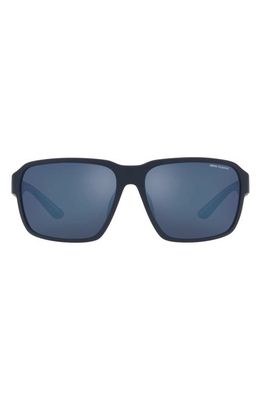 Armani Exchange 64mm Mirrored Oversize Pillow Sunglasses in Matte Blue