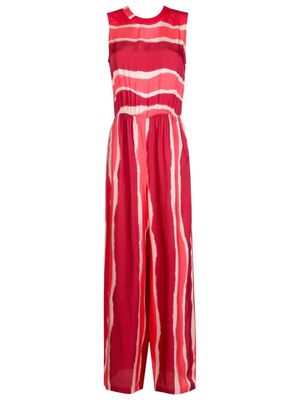 Armani Exchange abstract-print V-back jumpsuit - Red