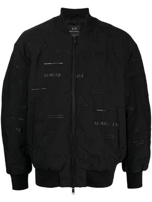 Armani Exchange all-over logo-embossed bomber jacket - Black