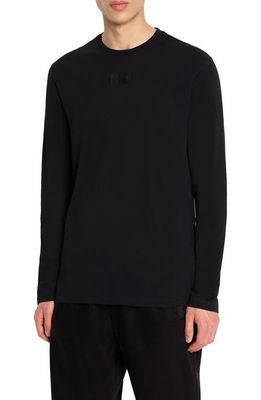 Armani Exchange AX Logo Long Sleeve Cotton T-Shirt in Solid Black