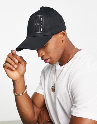 Armani Exchange baseball cap with large logo in black