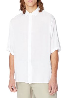Armani Exchange Basic Short Sleeve Button-Up Shirt in White
