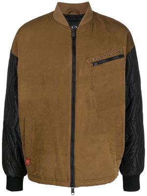 Armani Exchange Blouson contrast-panel jacket - Brown