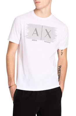 Armani Exchange Box Logo Cotton Graphic T-Shirt in White