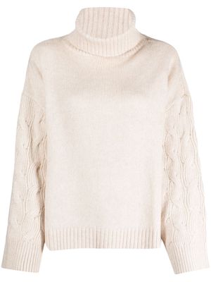 Armani Exchange cable-knit roll-neck jumper - Neutrals