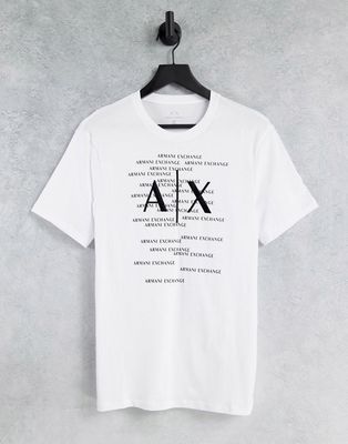 Armani Exchange central text graphic T-shirt in white