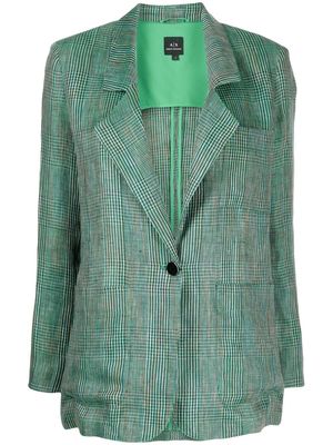 Armani Exchange check print linen blazer - Green