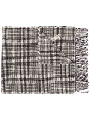 Armani Exchange checked logo-print frayed scarf - Brown