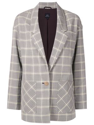 Armani Exchange checked single-breasted blazer - Grey
