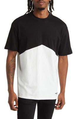Armani Exchange Chevron Colorblock T-Shirt in Black /Off White