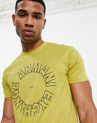 Armani Exchange circle logo t-shirt in yellow
