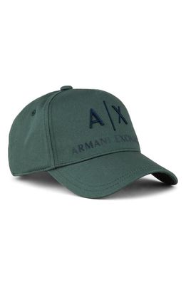 Armani Exchange Classic Embroidered Logo Baseball Cap in Duck Green