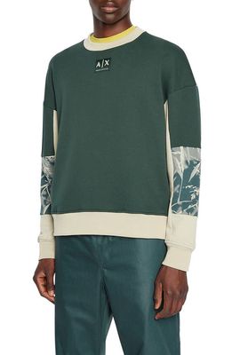 Armani Exchange Colorblock Camo Print Sweatshirt in Green Gables