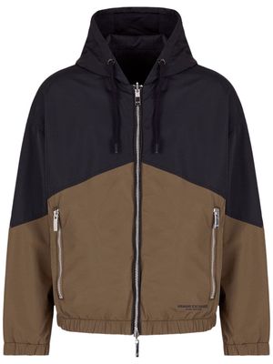 Armani Exchange colour-block hooded jacket - Brown