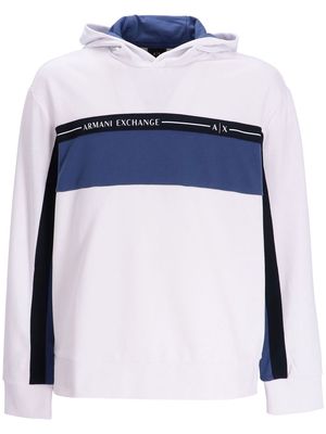 Armani Exchange colour-block hoodie - White