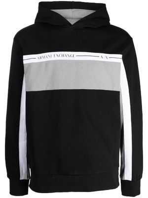 Armani Exchange colour-block long-sleeve hoodie - Black