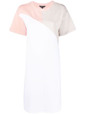 Armani Exchange colour-block panelled T-shirt dress - White