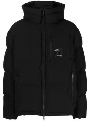 Armani Exchange concealed-hood padded jacket - Black