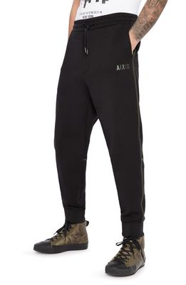 Armani Exchange Cotton Blend Joggers in Solid Black