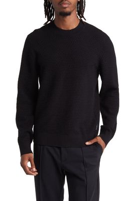 Armani Exchange Cotton Crewneck Sweater in Black