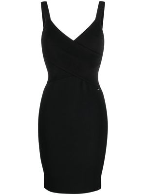 Armani Exchange cross-over detail fitted dress - Black