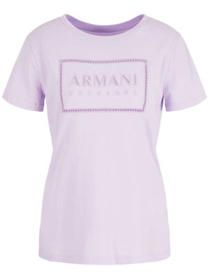 Armani Exchange cut-out logo cotton T-shirt - Purple