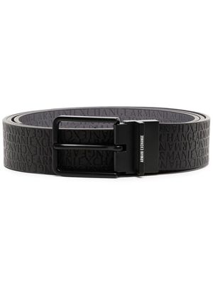 Armani Exchange debossed-logo buckled belt - Black