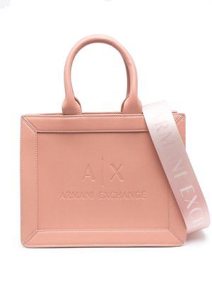 Armani Exchange debossed-logo faux-leather tote bag - Pink