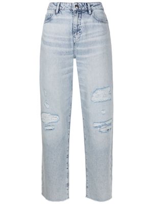 Armani Exchange distressed-detail denim jeans - Blue